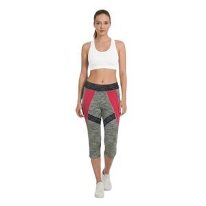 MinkPink Cropped Capri Rear Zipper Pocket Pink and Grey Athletic Leggings